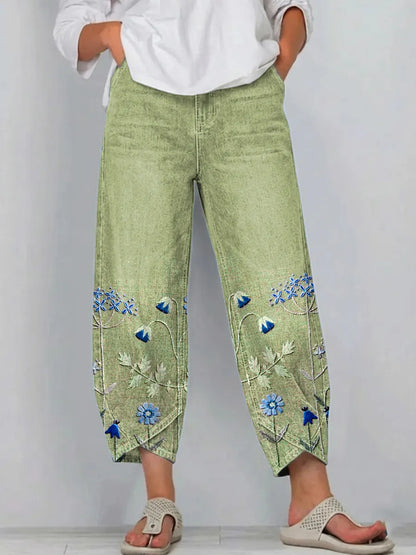 Hazel - Casual Embroidered Pants