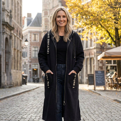 Amanda - Long Hooded Sweatshirt Coat