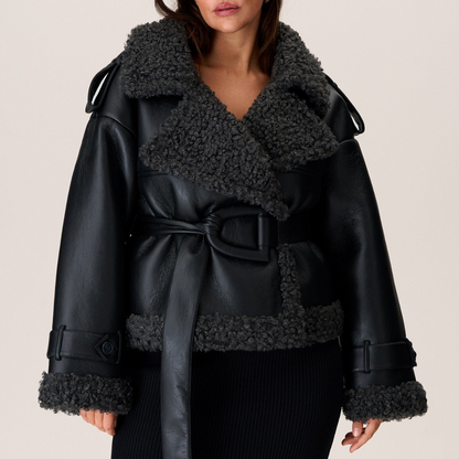 Eullie – Belted Shearling Coat with Timeless Elegance