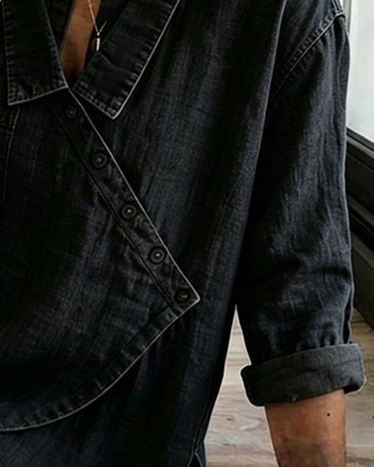Veronica - Denim Button-Up Blouse