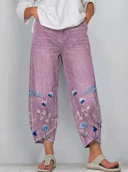 Hazel - Casual Embroidered Pants