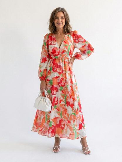 Althea | Long Sleeve Floral Maxi Dress