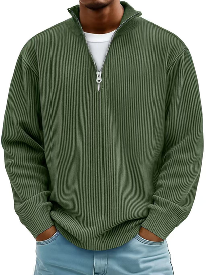 Grayson - Ribbed Zip-Collar Sweater