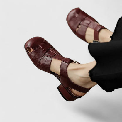 Madella – Elegant Leather Sandals with Block Heel