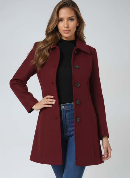 Rosalie – Fit and Flare Button-Front Coat