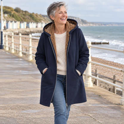 Lyra – Cozy Sherpa-Lined Hooded Coat