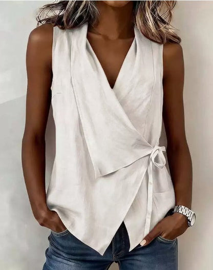 Sandy - Sleeveless Wrap Blouse