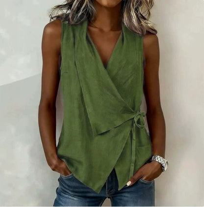 Sandy - Sleeveless Wrap Blouse