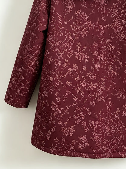 Nina – Fleece-Lined Floral Hooded Coat
