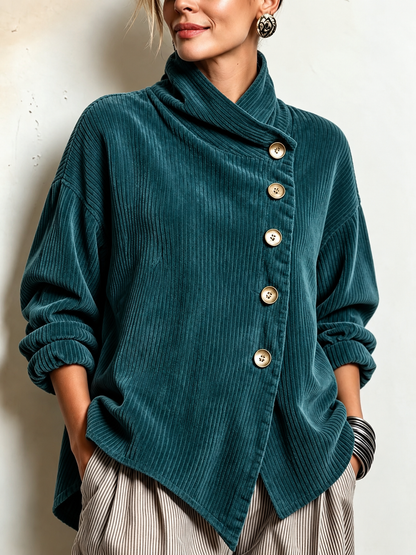Roselyn – Soft Corduroy Cowl Neck Top