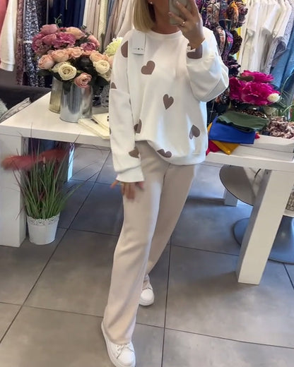 Miley – Cotton Blend Sweater with Heart Print