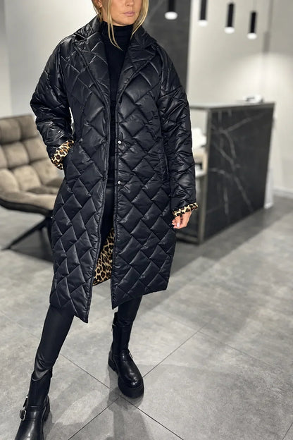 Sydney – Quilted Leopard-Lined Coat