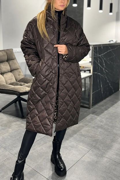 Sydney – Quilted Leopard-Lined Coat