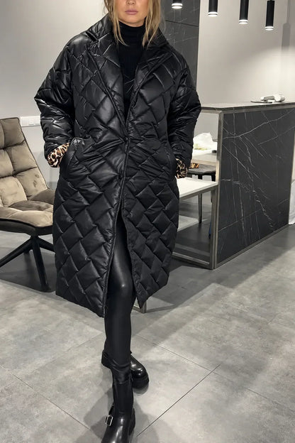 Sydney – Quilted Leopard-Lined Coat