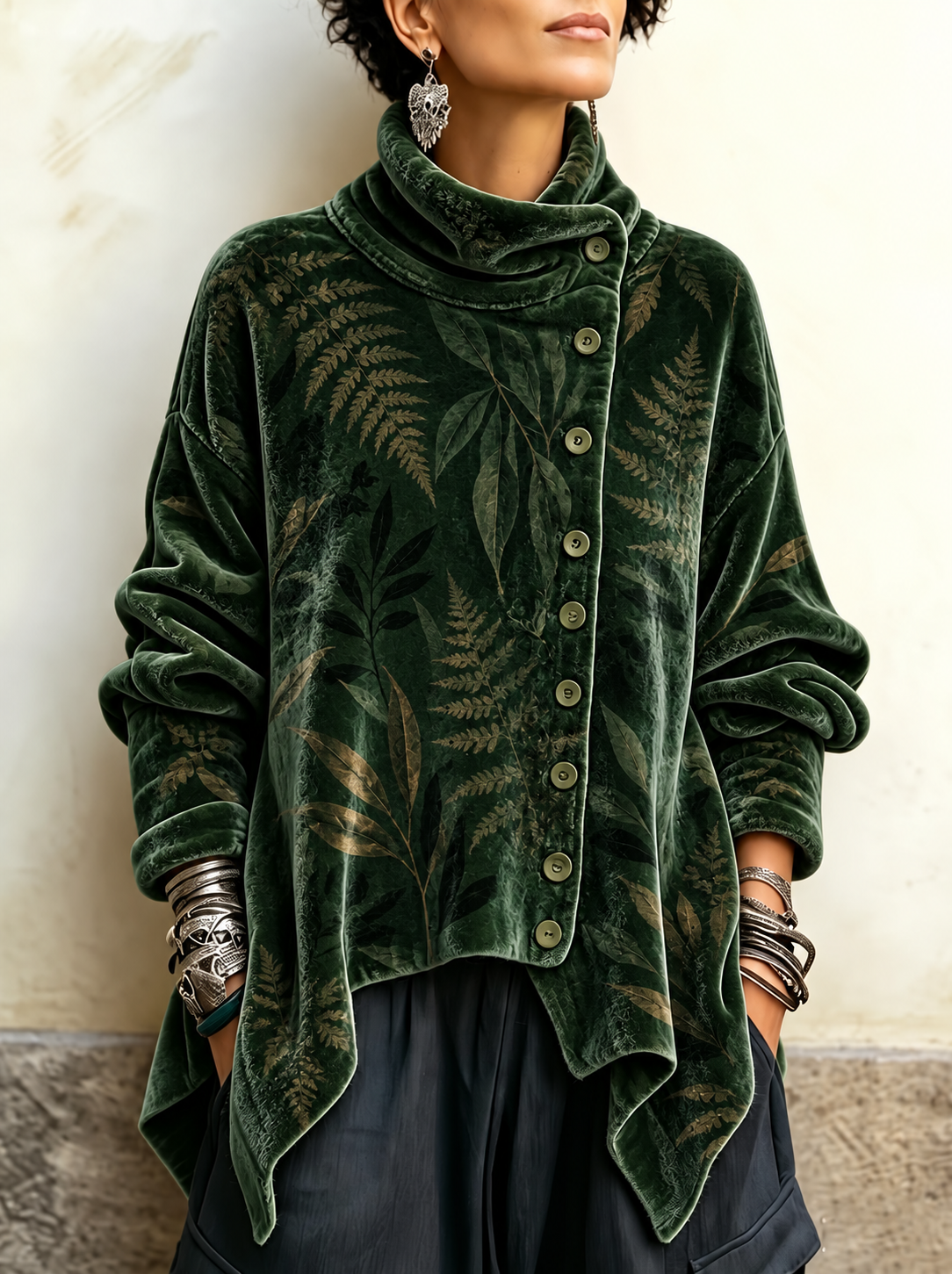 Samara – Velvet Asymmetric Button Tunic