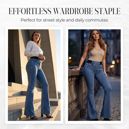 Alexandra - High Waisted Flare Stretch Denim Pants