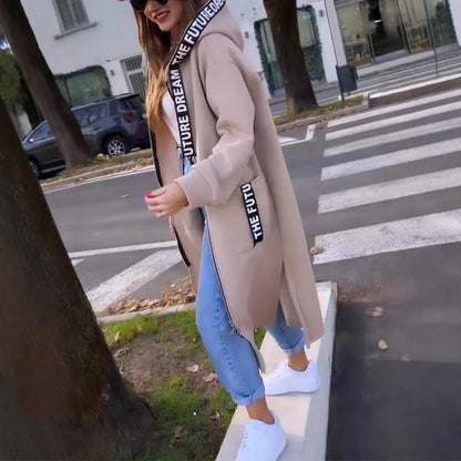 Amanda - Long Hooded Sweatshirt Coat