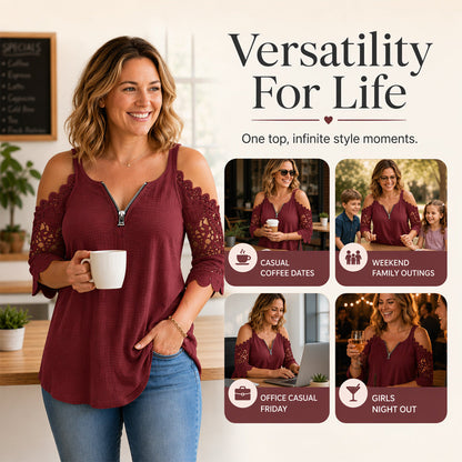 Ruby - Lace Off-Shoulder Zip Top